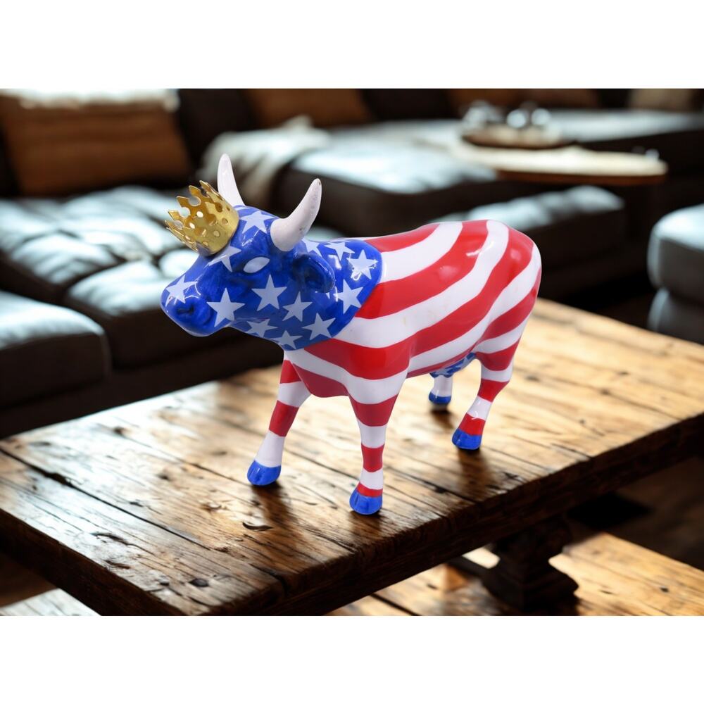 Cow Parade American Royal Cow Figurine Westland Giftware #9189 Patriotic Cow